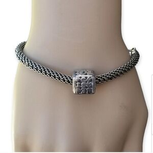 BRIGHTON RETIRED SILVERTONED "BEST MOM" CHARM CABLE CHAIN BRACELET